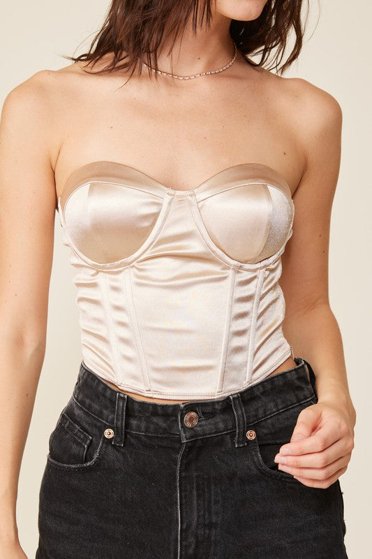 AMABELLA Crop Top-CHAMPAGNE