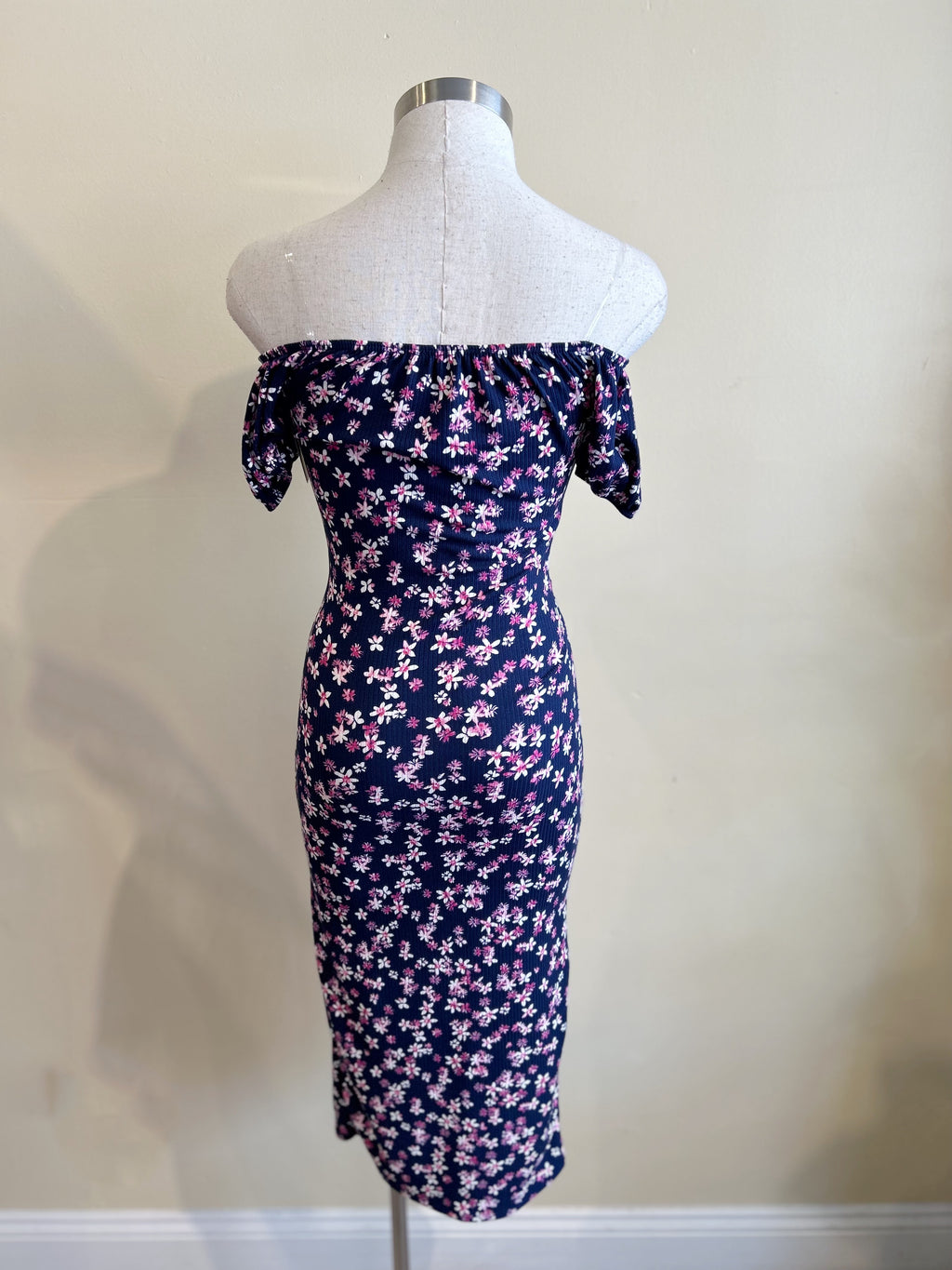 LAURA Midi Dress-NAVY FLORAL