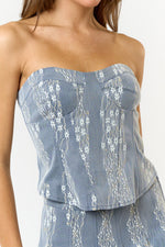 KATRINA Crop Top-DENIM LACE