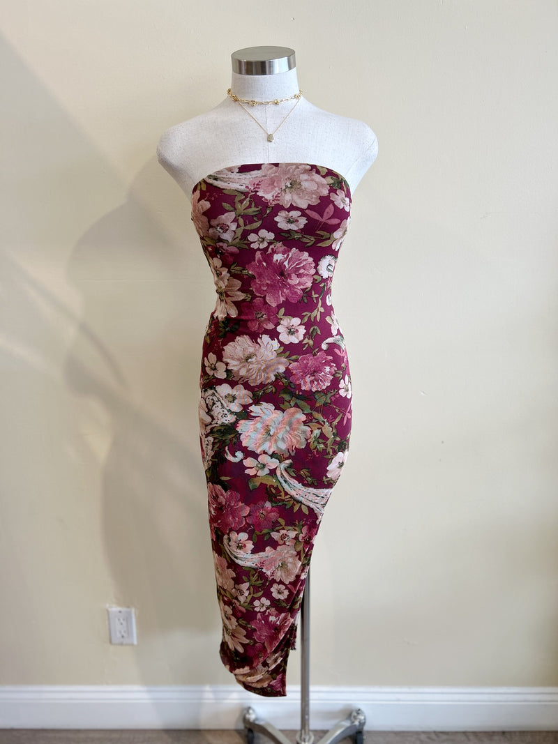 ANABEL Maxi Dress-WINE FLORAL