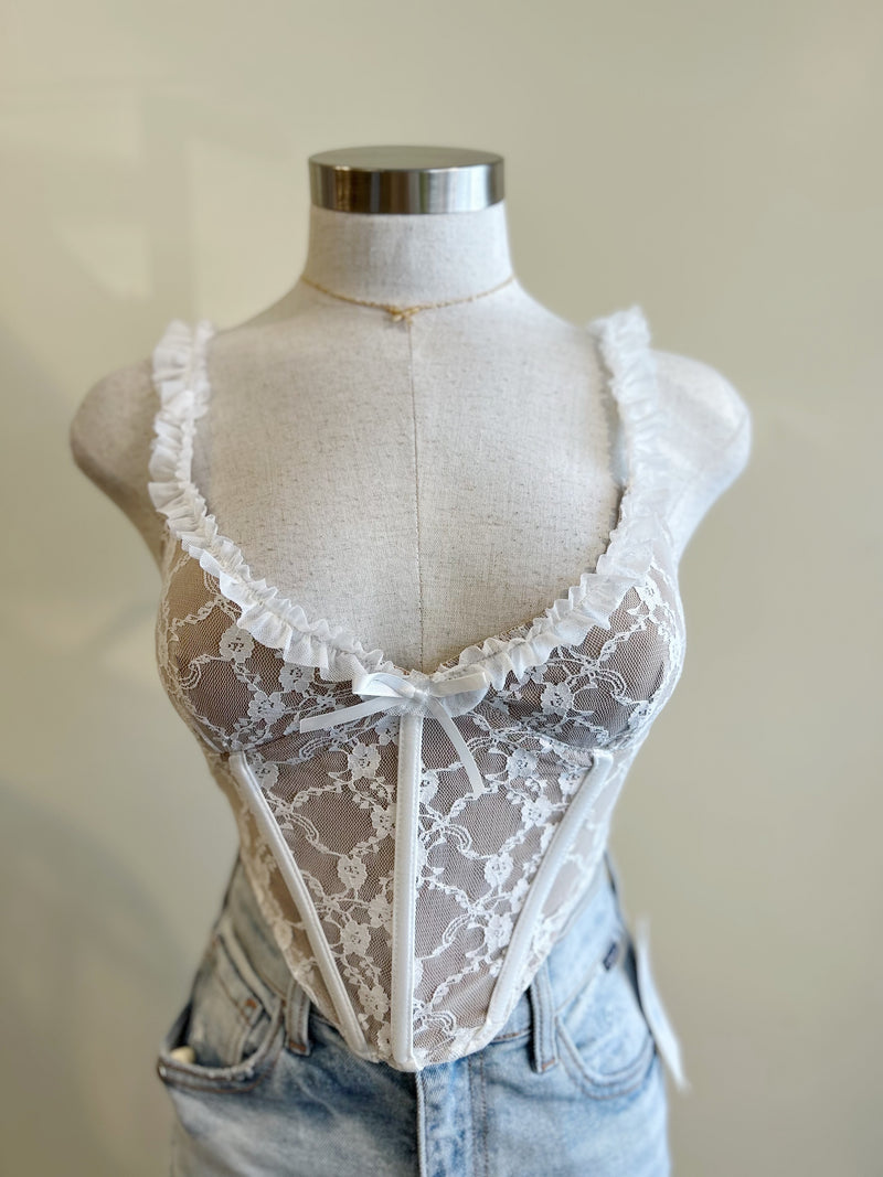 JASMINE Crop Top-WHITE LACE