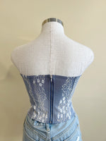 KATRINA Crop Top-DENIM LACE