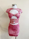 STACIE Dress-PINK NEWSPRINT